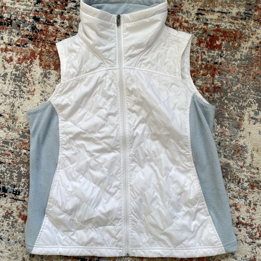 COLUMBIA White with grey fleece womens XL vest
